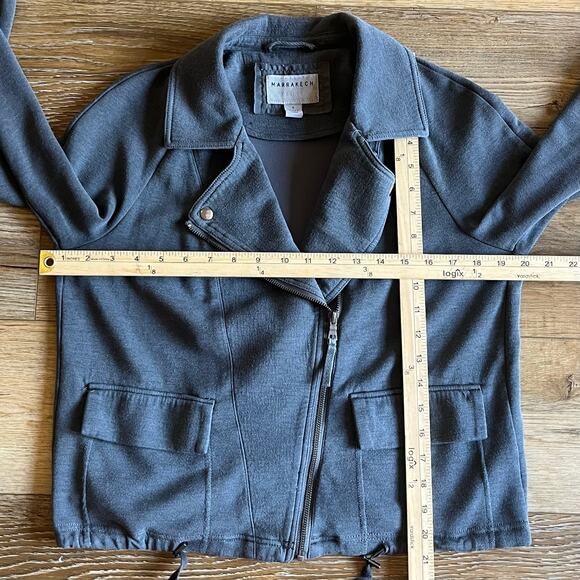 Anthropologie Marrakech Knit Blue Moto Biker Jacket Womens Sz S Cropped Grunge - Picture 7 of 7